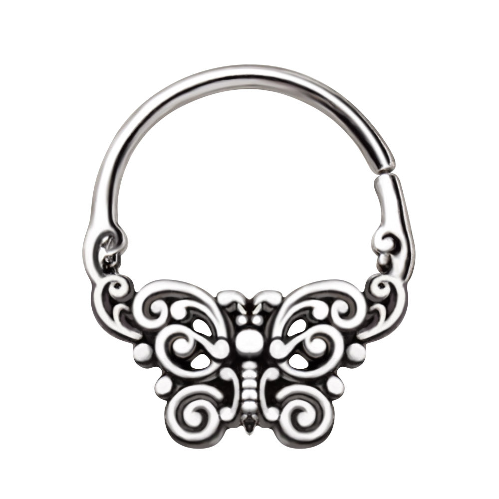 Ornate Butterfly Seamless Ring - Stainless Steel