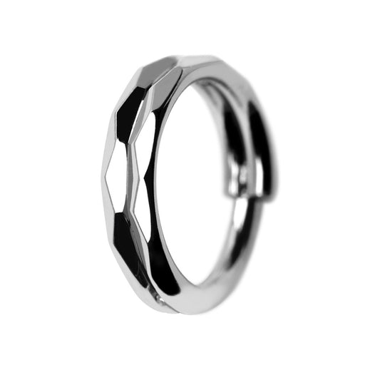 Faceted Double Layer Hinged Segment Clicker Ring - 316L Stainless Steel