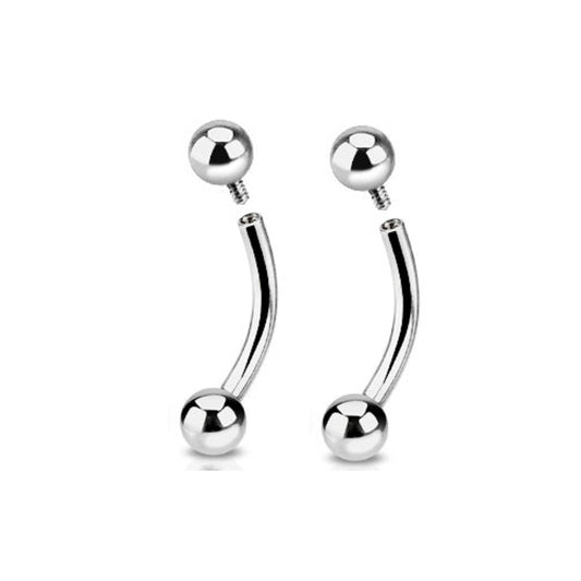 Single Side Internally Threaded Curved Barbells - 316L Stainless Steel - Pair