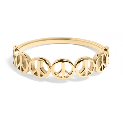 Peace Sign Lined Ring - 316L Stainless Steel