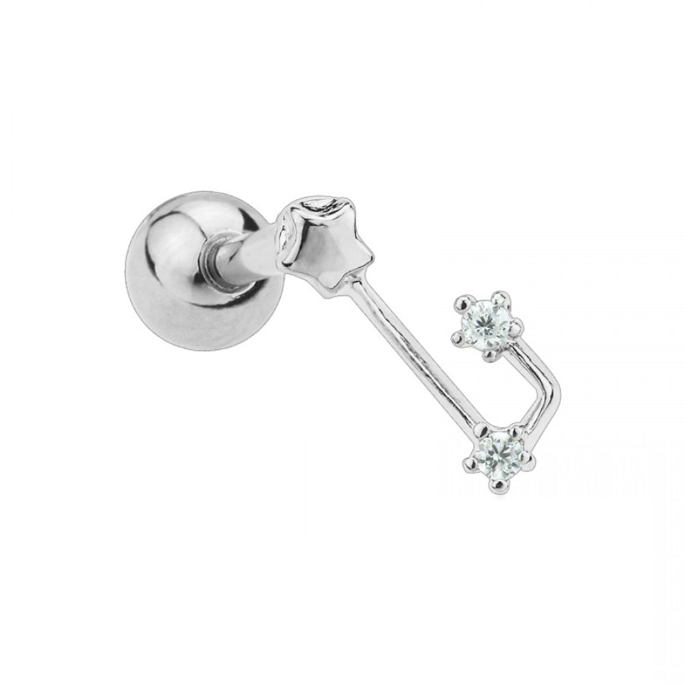 Leo Constellation CZ Crystal Barbell Stud- 316 Stainless Steel