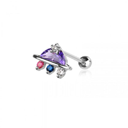 CZ Crystal Purple UFO Barbell Stud - 316L Stainless Steel