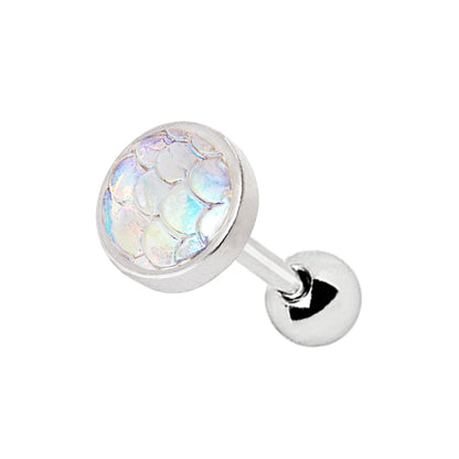 Aurora Borealis Mermaid Scale Cartilage Helix Tragus Earring Stud - 316L Surgical Steel