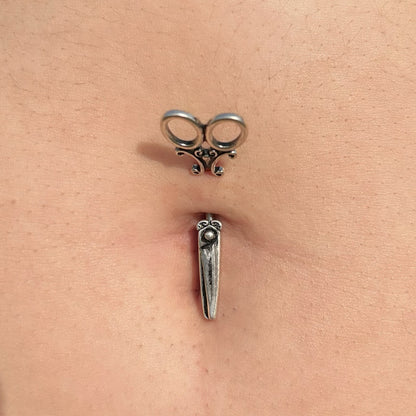 Scissors In and Out Belly Button Ring - Stainless Steel