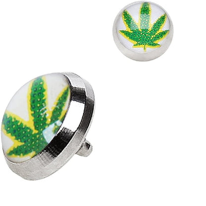 Pot Leaf Dermal Anchor Top - 316L Stainless Steel