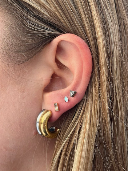 Threadless Push-in Prong Set CZ Crystal Marquise Flat Back Stud - ASTM F-136 Implant Grade Titanium