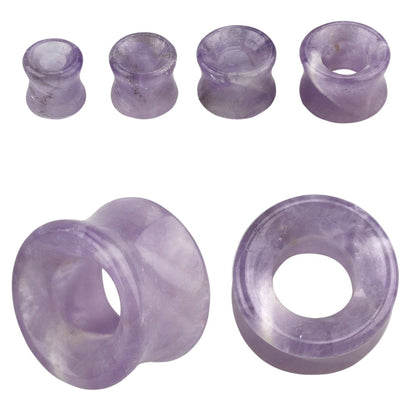 Natural Amethyst Stone Double Flared Tunnels - Pair