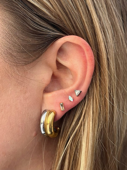 Threadless Push-in Prong Set CZ Crystal Marquise Flat Back Stud - ASTM F-136 Implant Grade Titanium