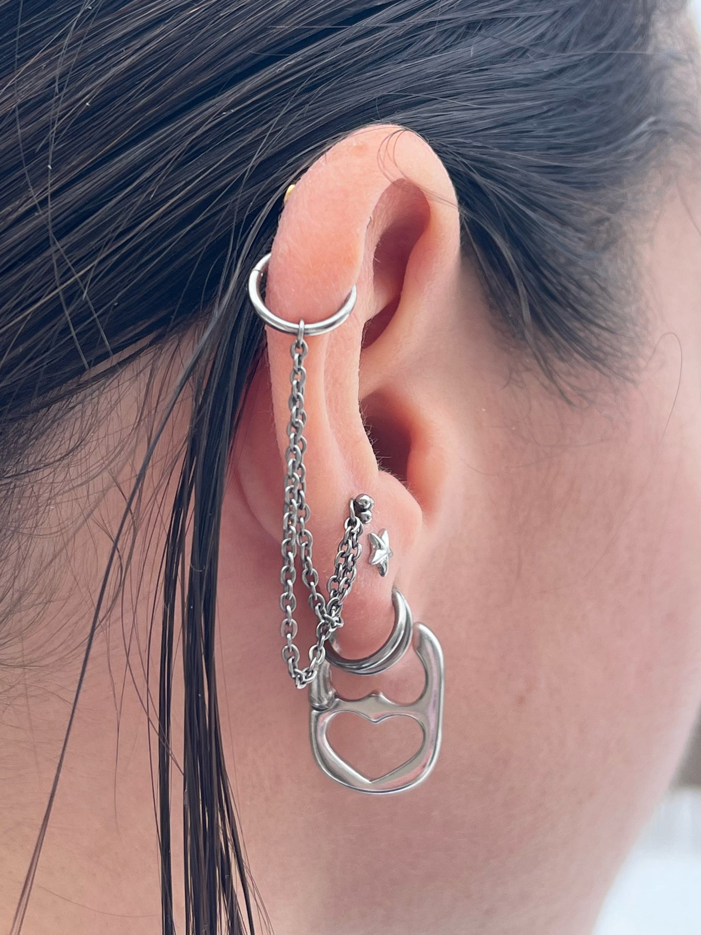 Heart Soda Tab Earrings - Pair - Stainless Steel