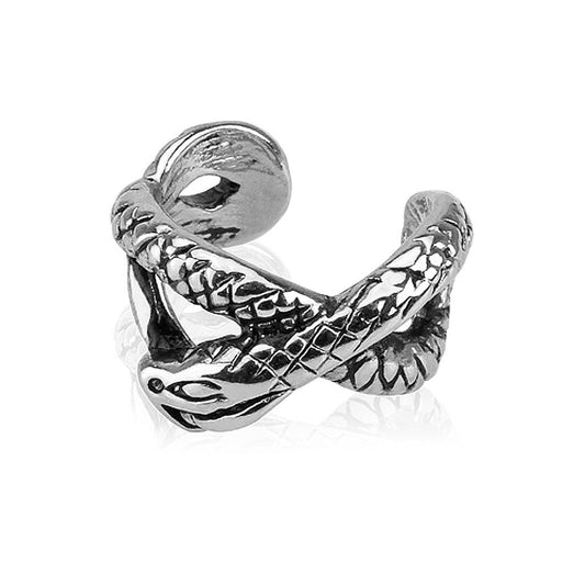 Clip On Wrapped Snake Non-Piercing Fake Cartilage Helix Ear Cuff - Stainless Steel