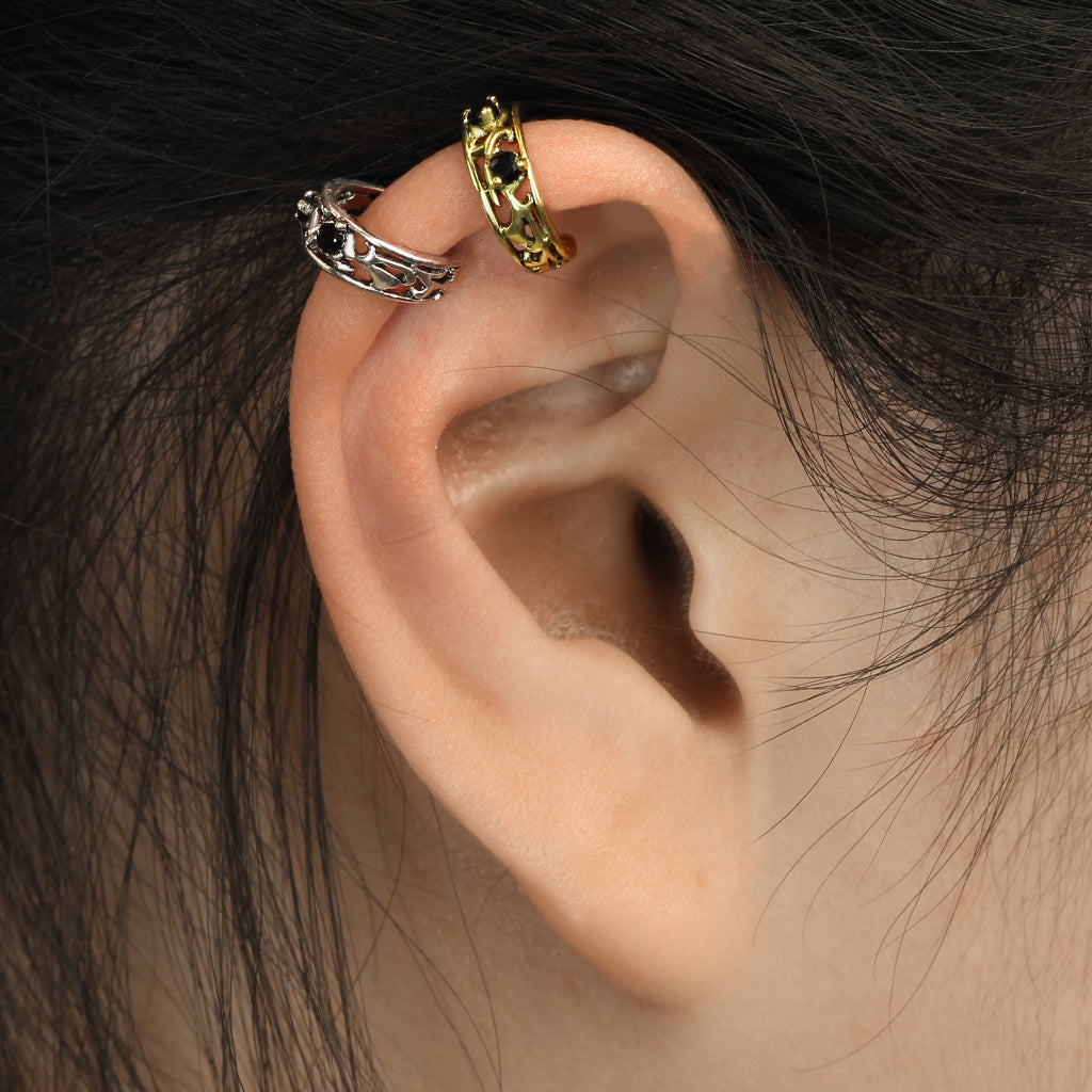 Black CZ Crystal Fligree Non-Piercing Adjustable Ear Cuff