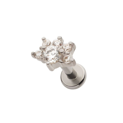 Internally Threaded CZ Crystal Multi CZ Crystal Cluster Flat Back Stud - 316L Stainless Steel