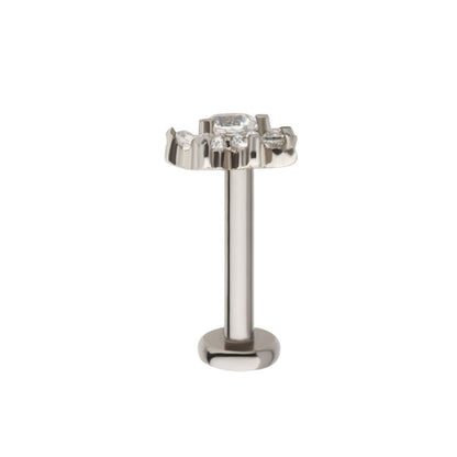 Internally Threaded CZ Crystal Multi CZ Crystal Cluster Flat Back Stud - 316L Stainless Steel