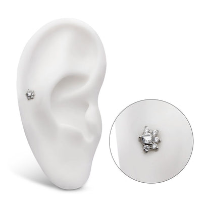 Internally Threaded CZ Crystal Multi CZ Crystal Cluster Flat Back Stud - 316L Stainless Steel