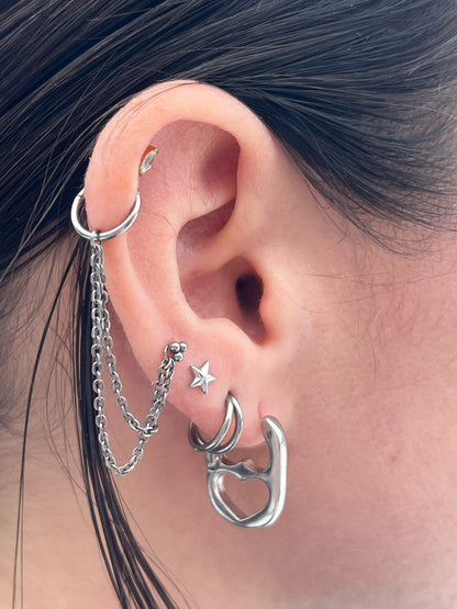 Heart Soda Tab Earrings - Pair - Stainless Steel