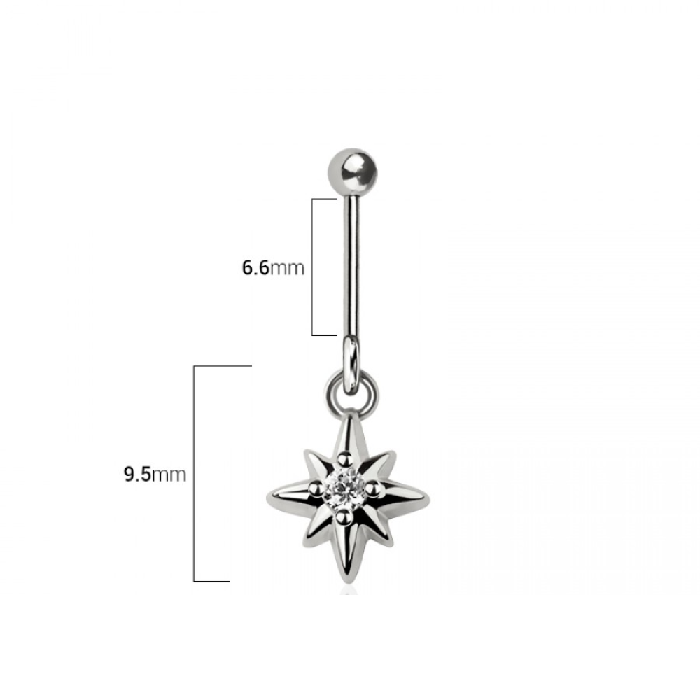 CZ Crystal Starburst Vertical Helix Stud - 316L Stainless Steel