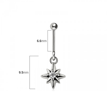 CZ Crystal Starburst Vertical Helix Stud - 316L Stainless Steel