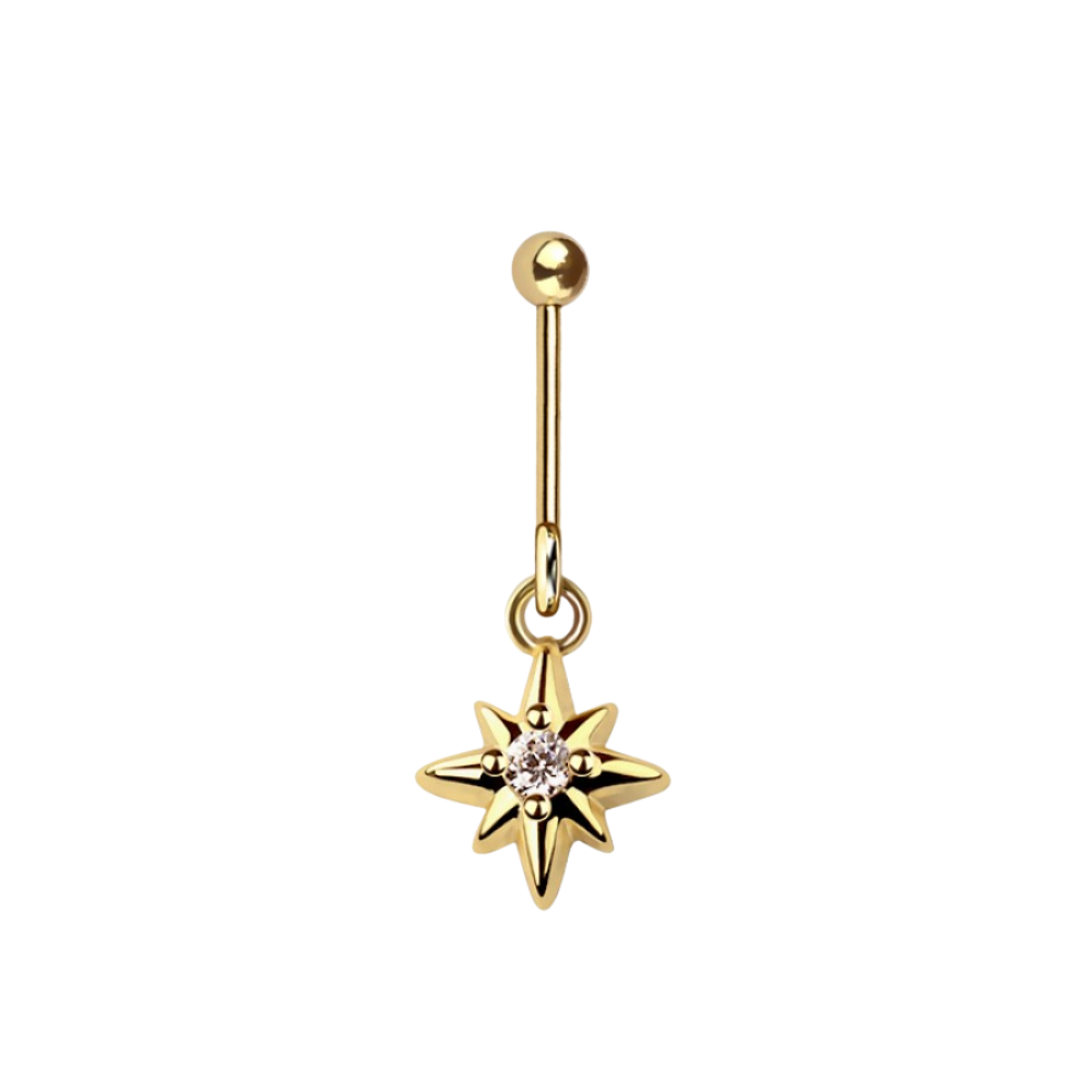 CZ Crystal Starburst Vertical Helix Stud - 316L Stainless Steel