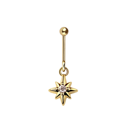 CZ Crystal Starburst Vertical Helix Stud - 316L Stainless Steel