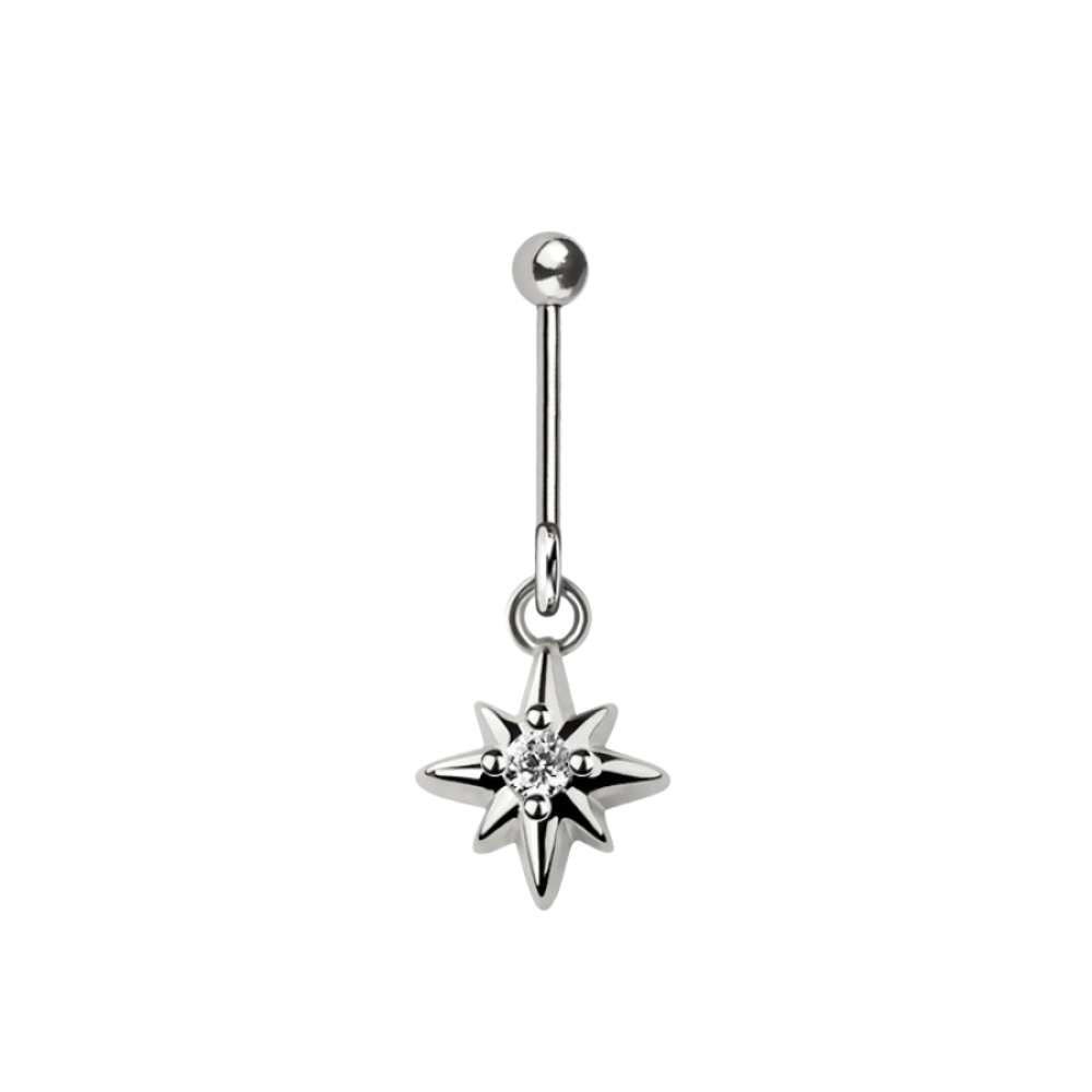 CZ Crystal Starburst Vertical Helix Stud - 316L Stainless Steel