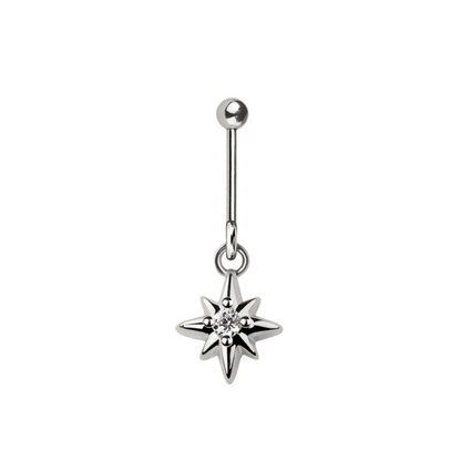 CZ Crystal Starburst Vertical Helix Stud - 316L Stainless Steel