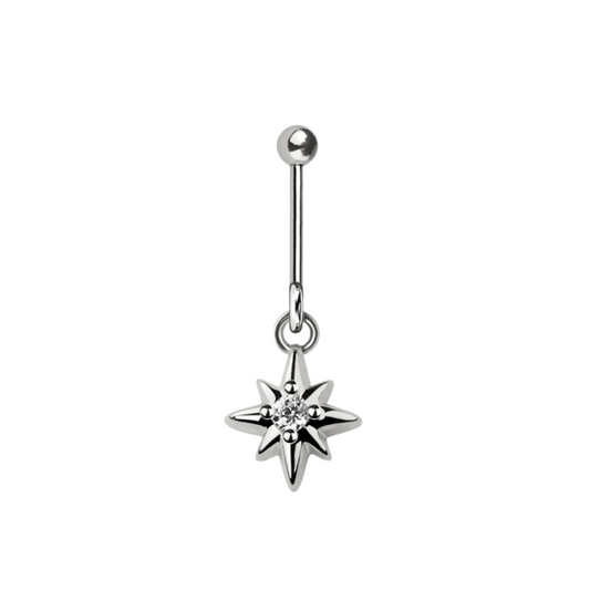 CZ Crystal Starburst Vertical Helix Stud - 316L Stainless Steel