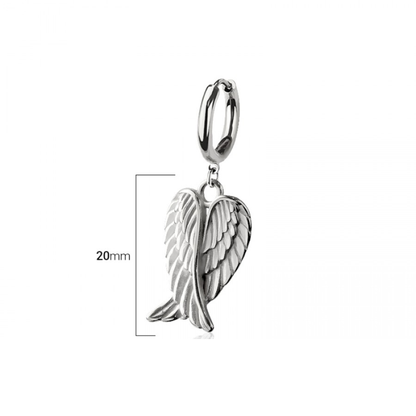 Dangling Angel Wings Hoop Earrings - Pair - 316L Stainless Steel
