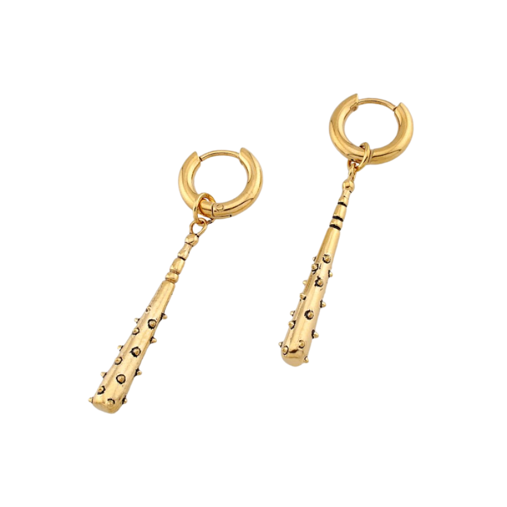 Spike Bat Dangling Hoop Earrings - Pair - 316L Stainless Steel