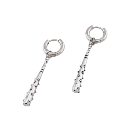 Spike Bat Dangling Hoop Earrings - Pair - 316L Stainless Steel
