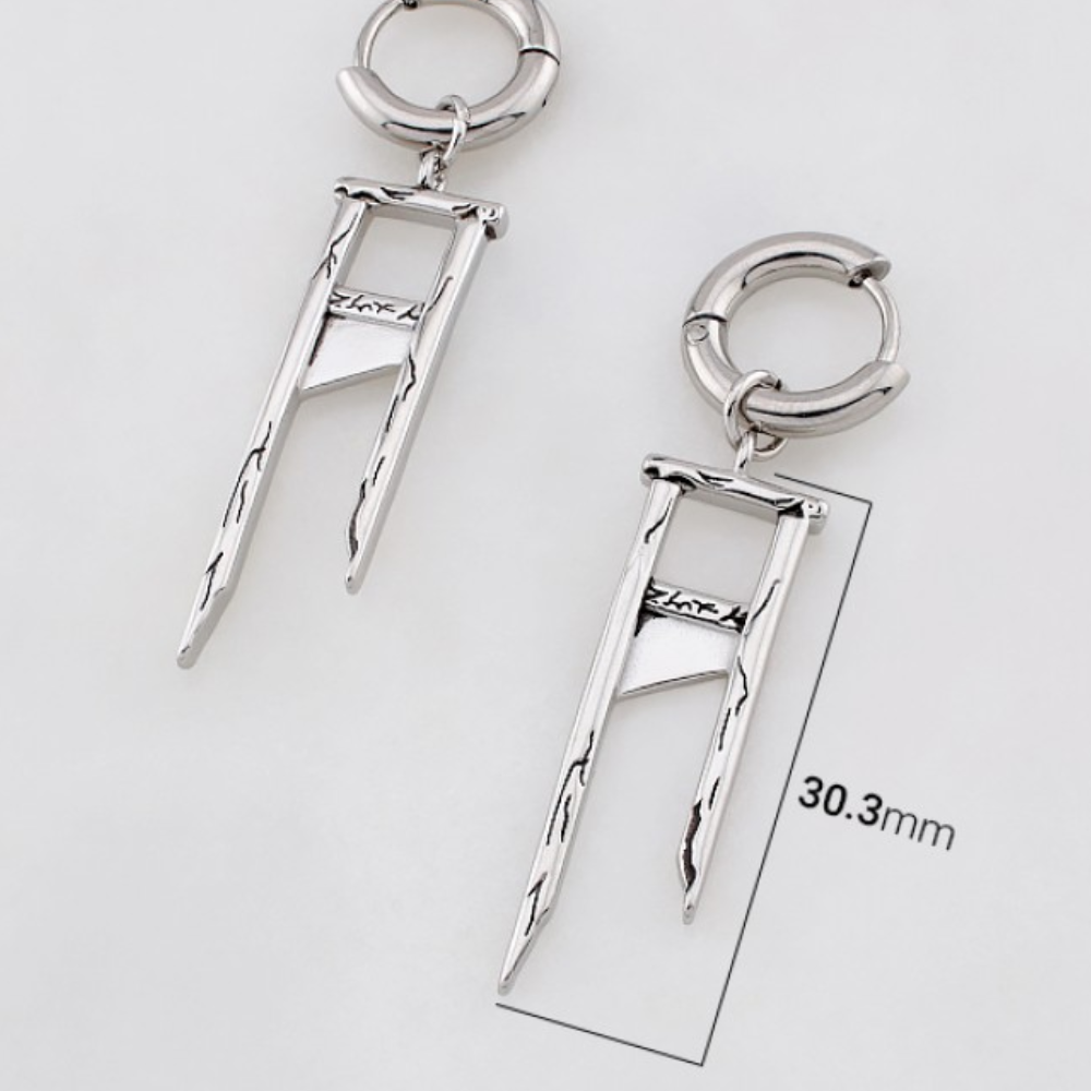 Guillotine Dangling Hoop Earrings - Pair - 316L Stainless Steel