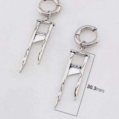 Guillotine Dangling Hoop Earrings - Pair - 316L Stainless Steel