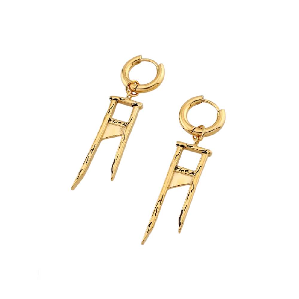 Guillotine Dangling Hoop Earrings - Pair - 316L Stainless Steel