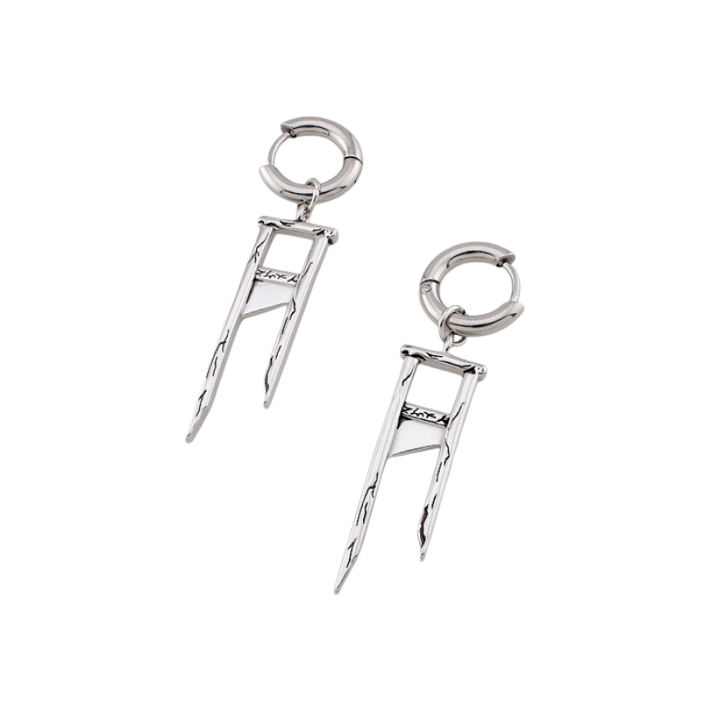 Guillotine Dangling Hoop Earrings - Pair - 316L Stainless Steel