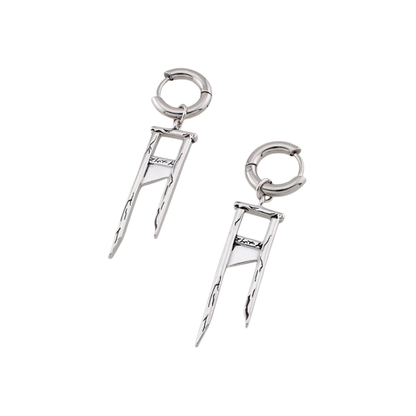 Guillotine Dangling Hoop Earrings - Pair - 316L Stainless Steel