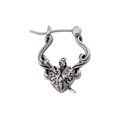 Gothic Heart Dagger Hoop Earring - 316L Stainless Steel