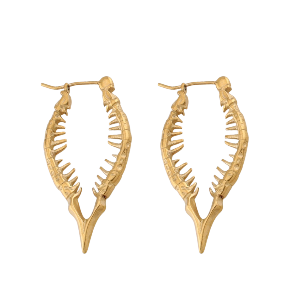 Gothic Spine Hoop Earrings - Pair - 316L Stainless Steel