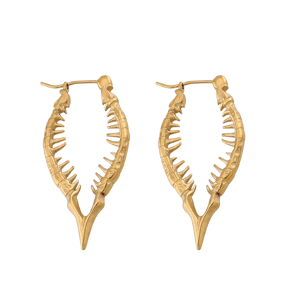 Gothic Spine Hoop Earrings - Pair - 316L Stainless Steel