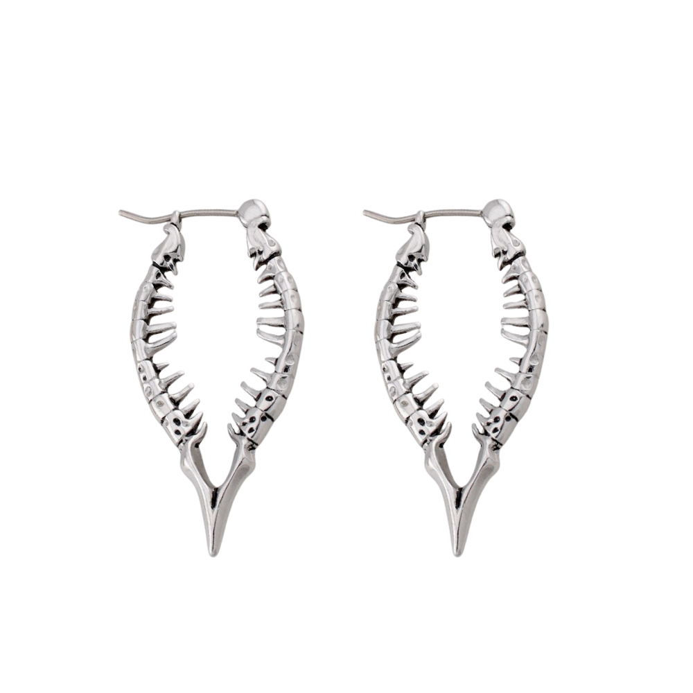 Gothic Spine Hoop Earrings - Pair - 316L Stainless Steel