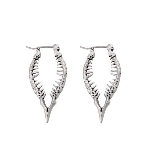 Gothic Spine Hoop Earrings - Pair - 316L Stainless Steel