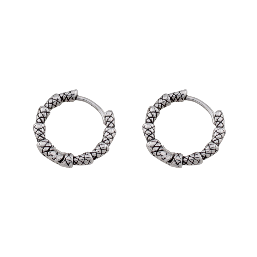 Snake Skin Hoop Earrings - Pair - 316L Stainless Steel