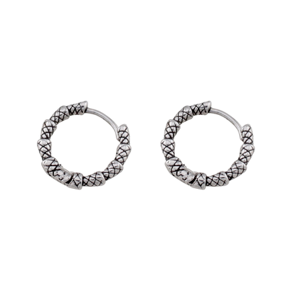Snake Skin Hoop Earrings - Pair - 316L Stainless Steel