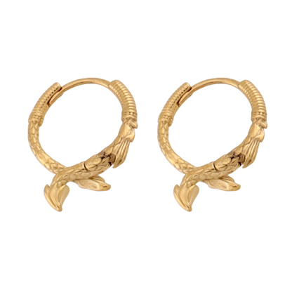 Dragon Scales and Tail Hoop Earrings - Pair - 316L Stainless Steel