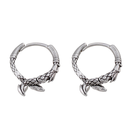 Dragon Scales and Tail Hoop Earrings - Pair - 316L Stainless Steel
