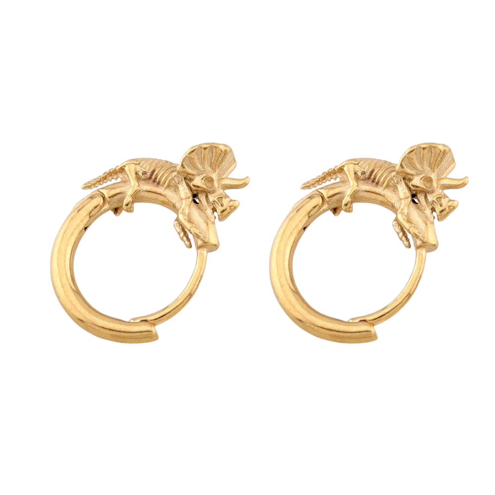 Triceratops Skeleton Hoop Earrings - Pair - 316L Stainless Steel