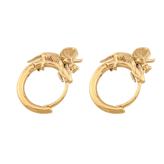 Triceratops Skeleton Hoop Earrings - Pair - 316L Stainless Steel