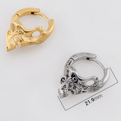 Gothic Skull Hoop Earrings - Pair - 316L Stainless Steel