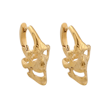 Gothic Skull Hoop Earrings - Pair - 316L Stainless Steel