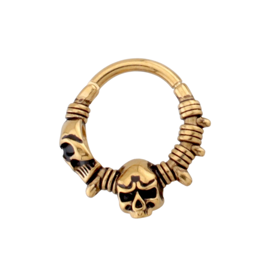 Tribal Death Skull Hoop Earring - 316L Stainless Steel