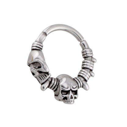 Tribal Death Skull Hoop Earring - 316L Stainless Steel