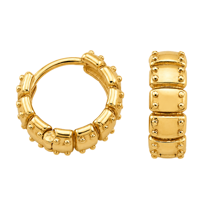 Punk Studded Armor Hoop Earrings - Pair - 316L Stainless Steel